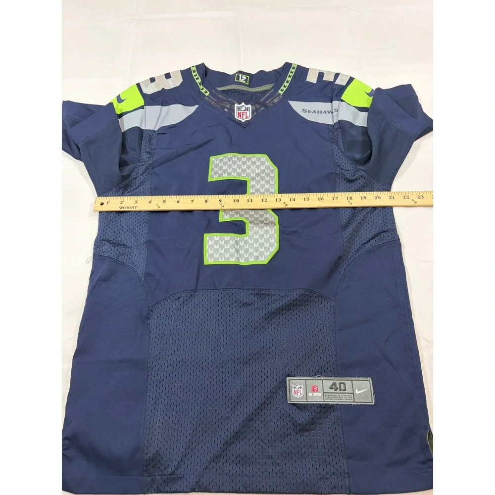 Nike Seattle Seahawks Russell Wilson 3 Jersey Mens 40‎ Navy  Green NFL Football